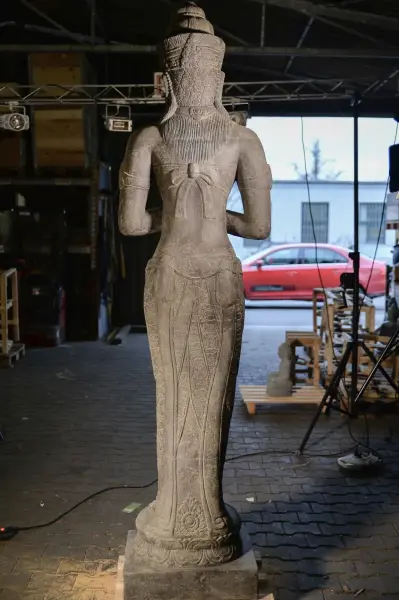 Product image 2 of the product “Standing Dewi Sri, cast stone, 240cm height, , Antique Finish ”